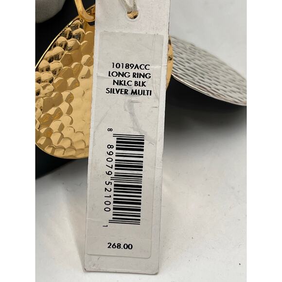 Diane von Furstenberg Mixed Metal Faux Pearl‎ Statement Long Ring Black Necklace - Picture 8 of 8